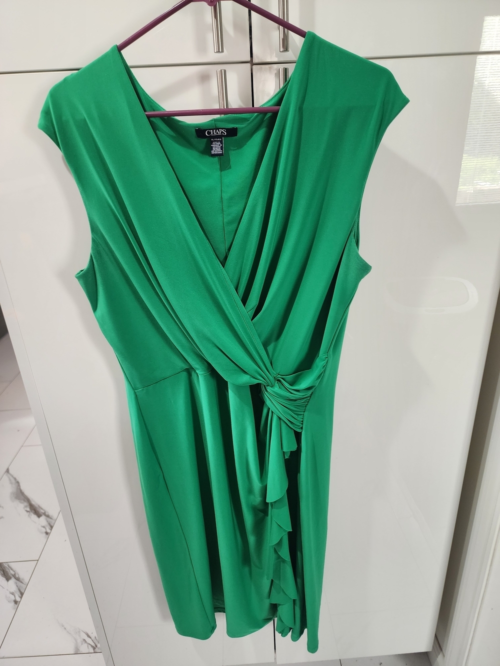 Ralph Lauren Green Faux-Wrap Midi Dress with Side Knot